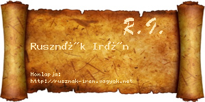 Rusznák Irén névjegykártya
